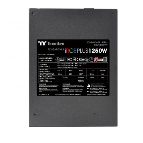 Блок питания ATX Thermaltake Toughpower iRGB PLUS 1250W Titanium PS-TPI-1250DPCTEU-T 1250W v2.4, EPS v2.92/A-PFC/вентилятор 140мм RGB/80+ Platinum - фото 7