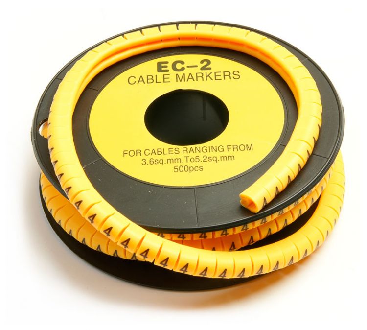 Маркер на кабель Cabeus EC-2-4 д.7.4мм, цифра 4 cabeus ec 2 5 маркер для кабеля д 7 4мм цифра 5