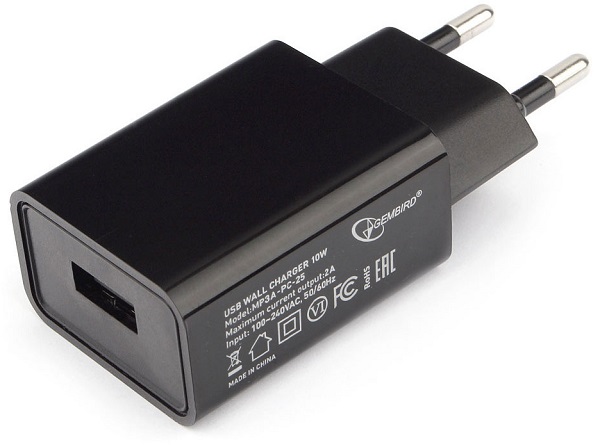 Адаптер питания Cablexpert MP3A-PC-25 100/220V - 5V USB 1 порт, 2A, черный цена и фото