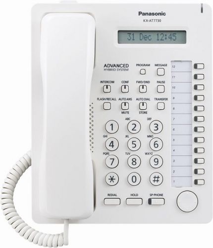 Системный телефон aналоговый Panasonic KX-AT7730RU с ЖК-дисплеем (1 строка, кириллица), спикерфон, 1