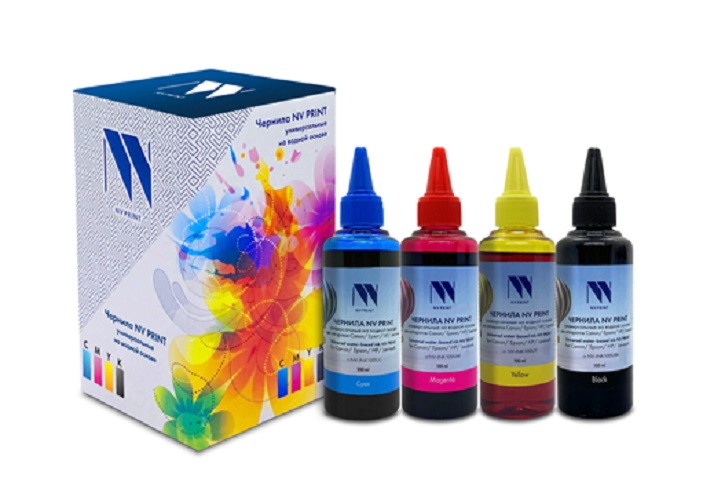 Чернила NVP NV-INK100U-4 универсальные на водной основе для Сanon, Epson, НР, Lexmark, комплект 4 цвета по 100 ml