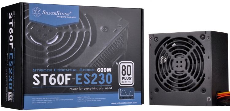 Блок питания ATX SilverStone ST60F-ES230 600W, 80 Plus EU, active PFC, 120mm fan