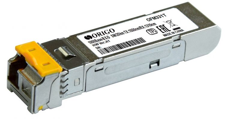 

Трансивер ORIGO OFM331T/20KM/A1A WDM SFP 1000Base-BX-D, Tx:1550 nm, Rx:1310 nm, Single-Mode, 20KM, OFM331T/20KM/A1A