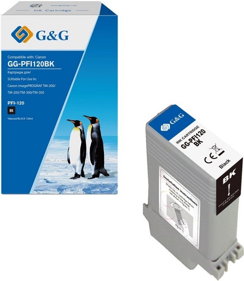 

Картридж G&G GG-PFI120BK струйный черный (130мл) для Canon imagePROGRAF TM-200/205/300/305/250, GG-PFI120BK