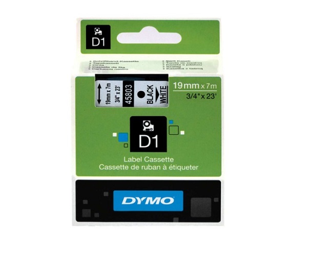 Картридж Dymo S0720830 с лентой 19 мм х 7м. , пластик, черный шрифт/белая лента цена и фото