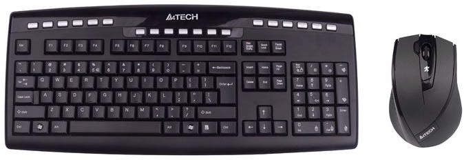 Клавиатура и мышь Wireless A4Tech 9200F USB, 2.4ГГц, 15м, мини-приемник, 19 доп. кнопок