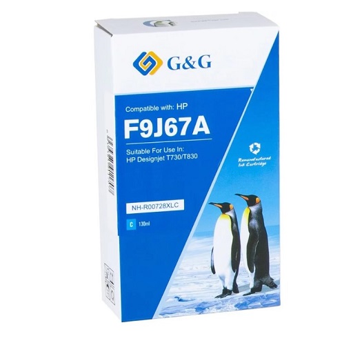 Картридж G&G GG-F9J67A 728 для DJ Т730/Т830, голубой (130мл)