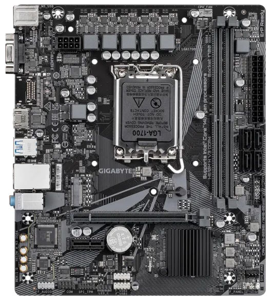 

Материнская плата mATX GIGABYTE H610M H V3 DDR4 (LGA1700, H610, 2*DDR4 (3200), 4*SATA 6G, M.2, 2*PCIE, Glan, D-Sub, HDMI, 2*USB 3.2, 4*USB 2.0), H610M H V3 DDR4