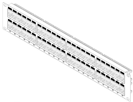 

Патч-панель Hyperline PP3-19-48-8P8C-C5E-110D 19", 2U, Cat 5e, 48 портов RJ45 (8p8c), неэкранированная, Dual IDC (110/KRONE), PP3-19-48-8P8C-C5E-110D