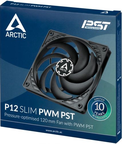 Вентилятор для корпуса ARCTIC P12 Slim PWM PST ACFAN00187A 120x120x15mm, 300 - 2100rpm, 42.1 CFM, 22