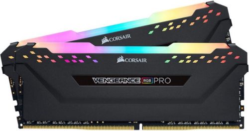 Модуль памяти DDR4 16GB (2*8GB) Corsair CMW16GX4M2E3200C16 VENGEANCE RGB PRO PC4-25600 3200MHz CL16, цвет черный