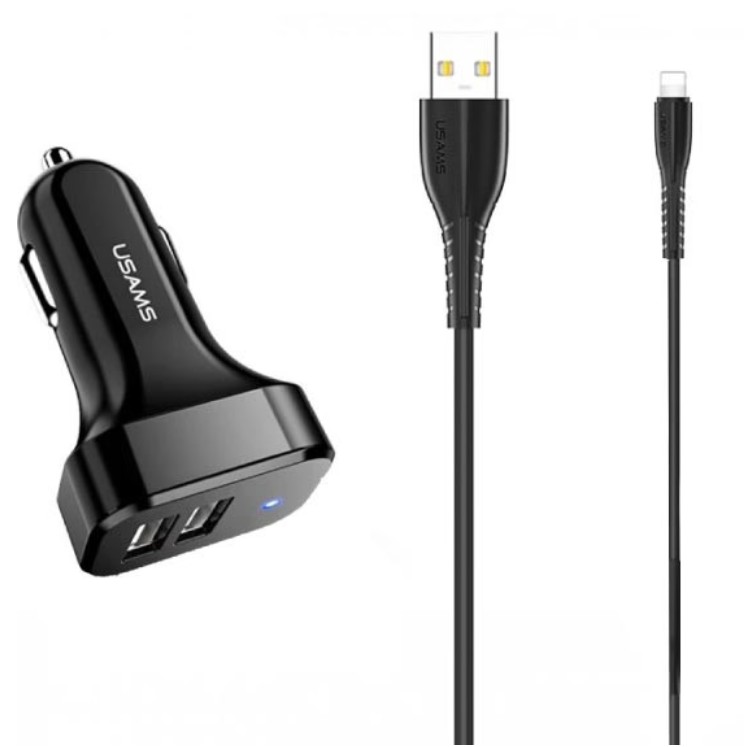 

Зарядное устройство автомобильное Usams Travel Kit King Tu УТ000029190 2*USB+кабель Lightning U35, черное (NTU35LC13TZ), Travel Kit King Tu