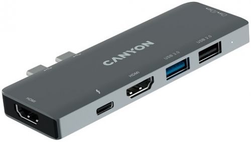 Док-станция Canyon DS-05B USB Type-C, 2*HDMI, USB-A 3.0, USB-A 2.0, TF, SD, темно-серый