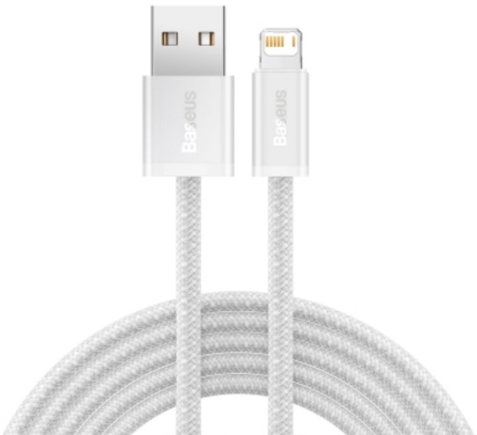 

Кабель интерфейсный Baseus CALD000402 USB Type A - Lightning 2.4A 1m white, CALD000402