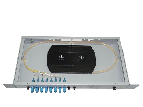 Кросс оптический стоечный Vimcom СКРУ-1U19-A8-DSC 8AD-SM-DSC+16PT-SM-SC-1 1U 19 8 дуплексных портов SC SM(9/125) (c пигтейлами и проходными адаптерам