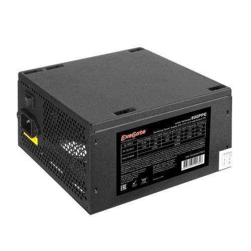 Блок питания ATX Exegate 800PPE EX260647RUS-S 800W, SC, black, APFC, 12cm, 24p+(4+4)p, PCI-E, 3*IDE,