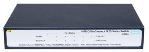 Коммутатор PoE HPE JH328A 1420 5G PoE+, 4x10/100/1000 PoE+(32W), 1x10/100/1000, fanless