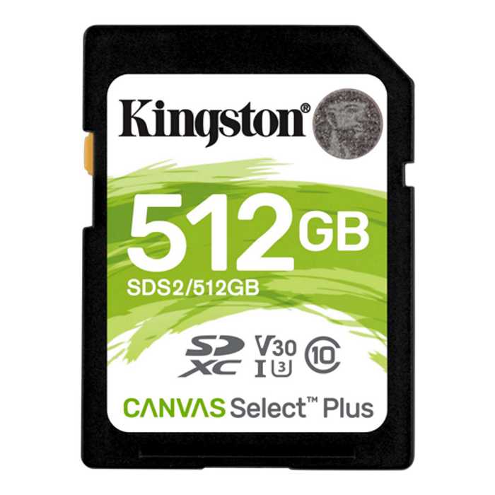 

Карта памяти SDXC 512GB Kingston SDS2/512GB Canvas Select Plus 100R C10 UHS-I U3 V30, SDS2/512GB