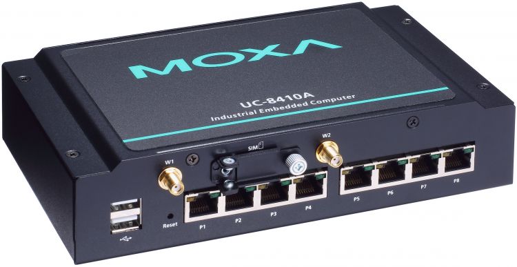 Компьютер MOXA UC-8410A-LX компактный встраиваемый, 8 x RS-232/422/485, 3 x Ethernet, 4 DI/DO, CompactFlash, USB на базе ОС Linux gate usb 485 конвертер