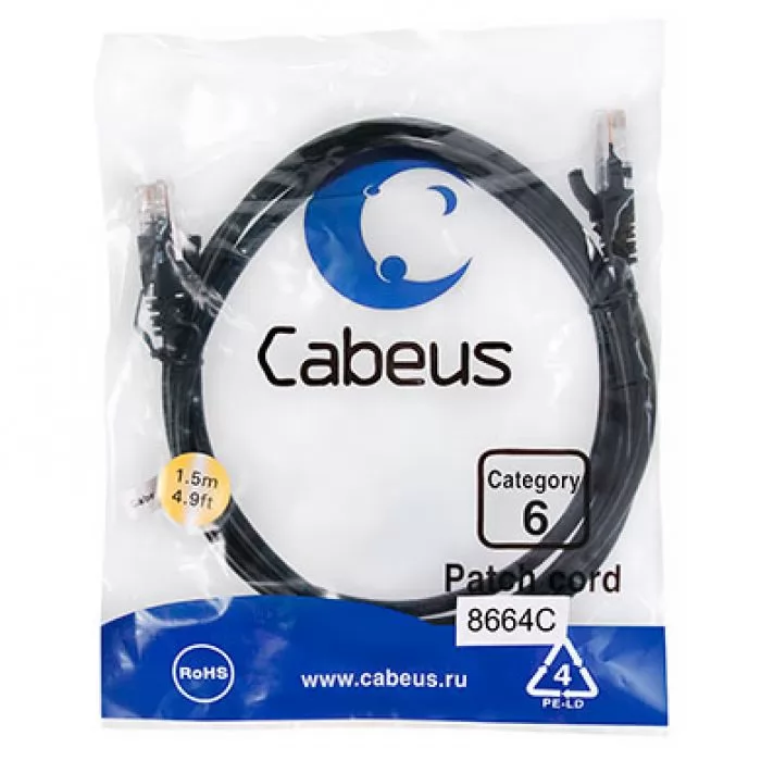 Cabeus PC-UTP-RJ45-Cat.6-1.5m-BK-LSZH