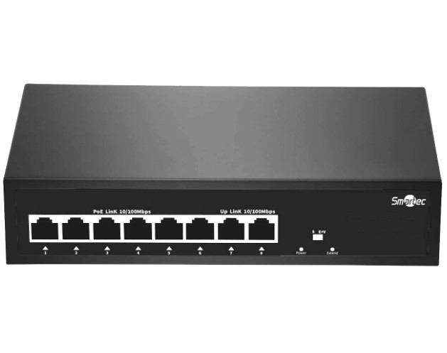 

Коммутатор неадминистрируемый Smartec ST-NS206MB-MD 6 RJ-45 POE портов (10/100 Мбит/с), 2 RJ-45 Uplink порта (10/100 Мбит/с), бюджет на порт до 30 Вт,, ST-NS206MB-MD