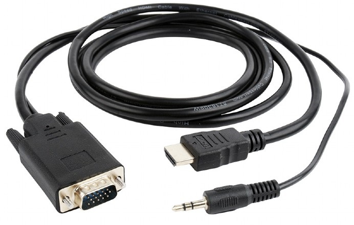 

Переходник Cablexpert A-HDMI-VGA-03-6 HDMI-VGA, 19M/15M + 3.5Jack, 1.8м, черный, позол.разъемы, пакет, A-HDMI-VGA-03-6