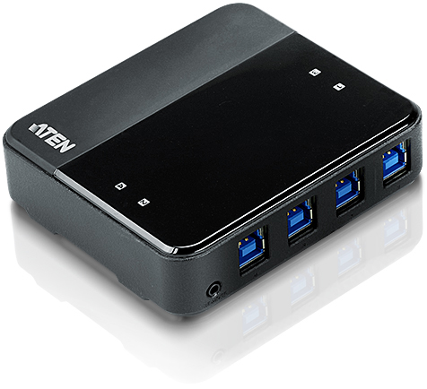 Переключатель KVM Aten US434-AT switch, USB, 4> 4 устройства/порта/port+клавитаура+мышь, 4 USB A Female/4 B Female, со шнурами A-B 2х1.2м.+2х1.8м. для vention cmchb 3 port usb3 0 hub usb c hdmi cr rj45 подкл usb c