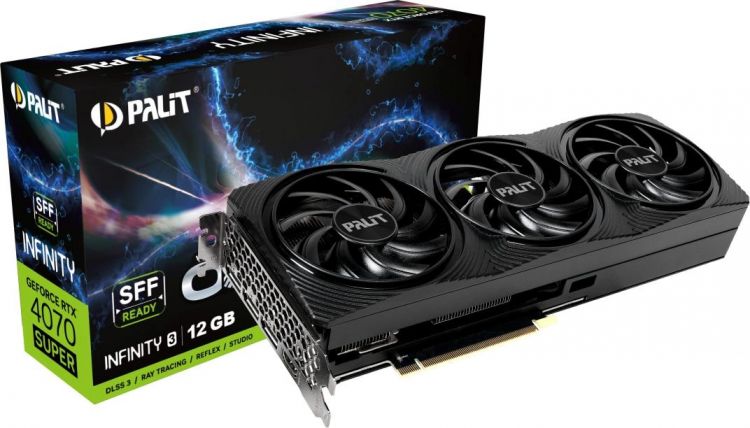 

Видеокарта PCI-E Palit GeForce RTX 4070 SUPER INFINITY 3 OC (NED407ST19K9-1043S) 12GB GDDR6X 192bit 5nm 1980/21000MHz HDMI/3*DP, GeForce RTX 4070 SUPER INFINITY 3 OC (NED407ST19K9-1043S)