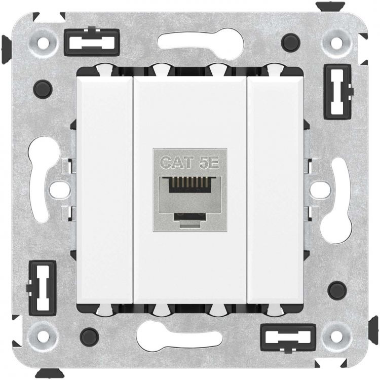 

Розетка компьютерная DKC 4400763 RJ-45 без шторки в стену, кат.5e одинарная экранированная, "Белое облако", "Avanti", 4400763