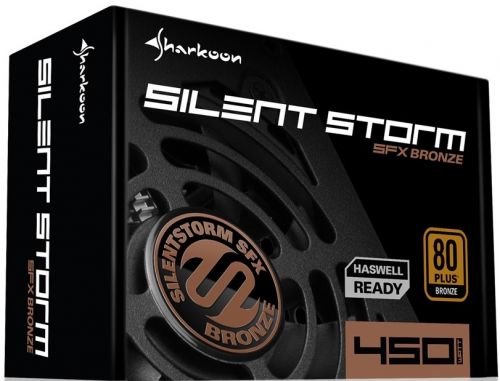 Блок питания Sharkoon SilentStorm SFX 450 Bronze 450W SFX-BR-450 450 Вт, 80 mm fan, 80 Plus Bronze, чёрный