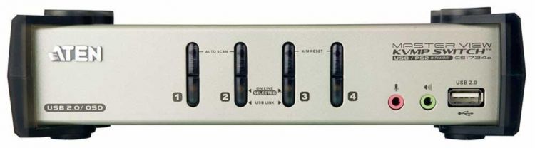 

Консоль KVM Aten CS1734B-AT-G 4-Port PS/2-USB VGA/Audio KVMP Switch with OSD, CS1734B-AT-G