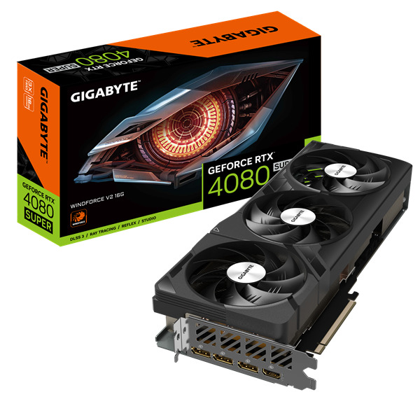 

Видеокарта PCI-E GIGABYTE GeForce RTX 4080 SUPER WINDFORCE V2 (GV-N408SWF3V2-16GD) 16GB GDDR6X 256bit 5nm 2295/23000MHz HDMI/3*DP Ret, GeForce RTX 4080 SUPER WINDFORCE V2 (GV-N408SWF3V2-16GD)