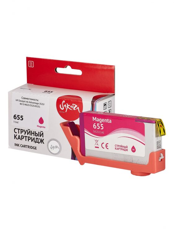 

Картридж струйный Sakura CZ111AE (№655 Magenta) для HP Deskjet Ink Advantage 3525/4615/4625/5525/6525, водорастворимый тип чернил, пурпурный, 600 к., CZ111AE (№655 Magenta)