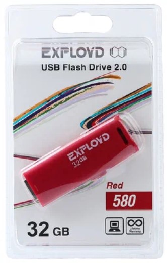 

Накопитель USB 2.0 32GB Exployd EX-32GB-580-Red 580, красный, EX-32GB-580-Red