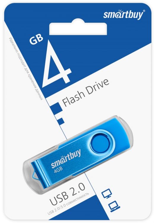 

Накопитель USB 2.0 4GB SmartBuy SB004GB2TWB Twist синий, SB004GB2TWB