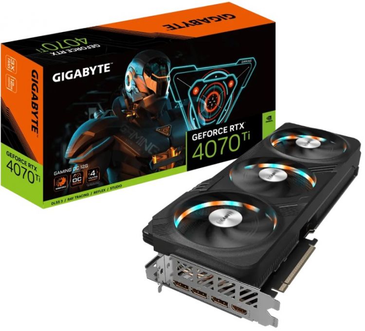 

Видеокарта PCI-E GIGABYTE GeForce RTX 4070 Ti (GV-N407TGAMING OCV2-12GD) 12GB GDDR6X 192bit 5nm 2310/21000MHz HDMI/3*DP, GeForce RTX 4070 Ti (GV-N407TGAMING OCV2-12GD)