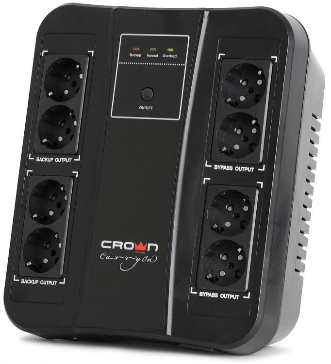 Источник бесперебойного питания Crown CMUS-255 EURO SMART CM000003158 Line Interactive 650VA/390W, 2, цвет черный