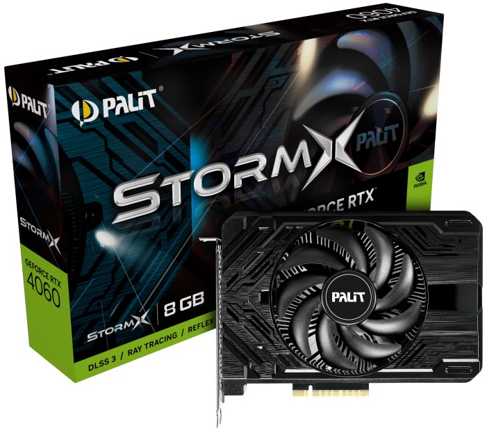 Видеокарта PCI-E Palit GeForce RTX 4060 StormX (NE64060019P1-1070F) 8GB GDDR6 128bit 5nm 1830/17000MHz HDMI/3*DP