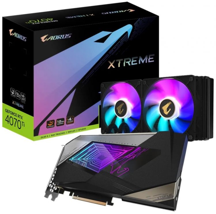 

Видеокарта PCI-E GIGABYTE GeForce RTX 4070 Ti XTREME WATERFORCE (GV-N407TAORUSX W-12GD) 12GB GDDR6X 192bit 5nm 2310/21000MHz HDMI/3*DP, GeForce RTX 4070 Ti XTREME WATERFORCE (GV-N407TAORUSX W-12GD)