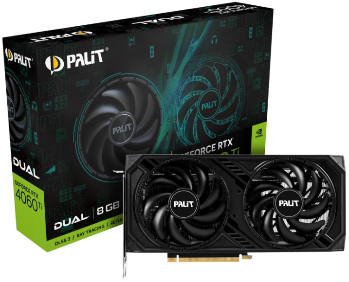 

Видеокарта PCI-E Palit GeForce RTX 4060 Ti Dual (NE6406T019P1-1060D) 8GB GDDR6 128bit 5nm 2310/18000MHz HDMI/3*DP, GeForce RTX 4060 Ti Dual (NE6406T019P1-1060D)