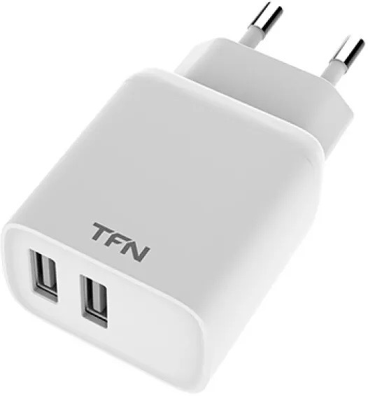 Зарядное устройство сетевое TFN TFN-WCRPD12W2U02 2*USB Type-А, 2.4A+кабель micro USB, white
