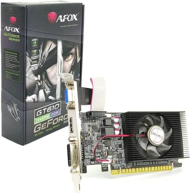 Видеокарта PCI-E Afox Geforce GT 610 (AF610-2048D3L7-V8) 2GB DDR3 64bit 40nm 810/1333MHz DVI-I/VGA/HDMI