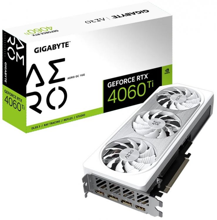 Видеокарта PCI-E GIGABYTE GeForce RTX 4060 Ti AERO OC (GV-N406TAERO OC-16GD) 16GB GDDR6 128bit 5nm 2310/18000MHz 2*HDMI/2*DP