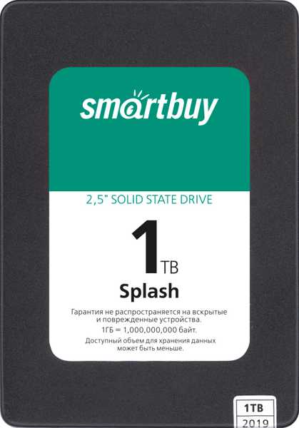 

Накопитель SSD 2.5'' SmartBuy SBSSD-001TT-MX902-25S3 Splash 1TB SATA 6Gb/s TLC 560/500MB/s IOPS 89K MTBF 1.5M 7mm, SBSSD-001TT-MX902-25S3