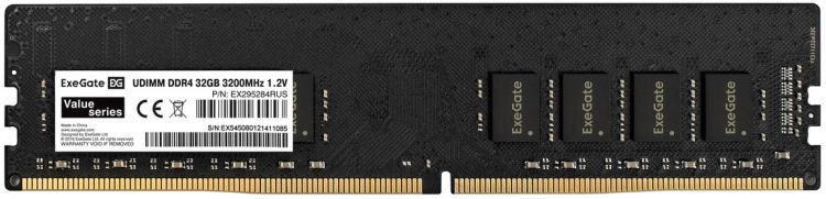 

Модуль памяти DDR4 32GB Exegate Value EX295284RUS 3200MHz PC4-25600 CL19 1.2V, Value