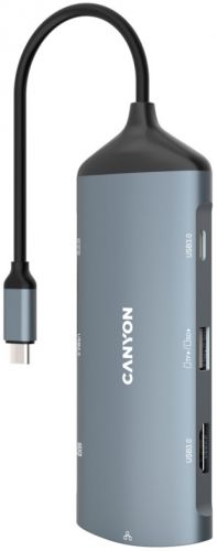 Концентратор Canyon DS-15 USB Type-C, HDMI, RJ-45, USB-C, 2*USB 3.1, USB 2.0, серый