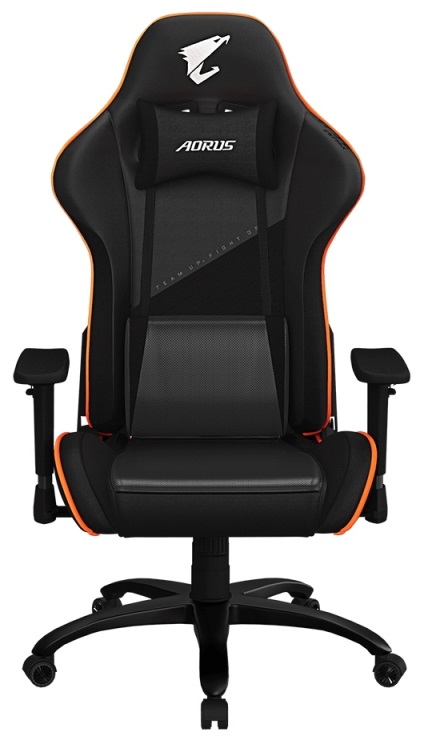 Кресло игровое GIGABYTE AGC310 искусственная кожа, регулировкой высоты, до 150кг, чёрное/оранжевое игровое кресло dxracer peak красно чёрное oh p88 rn pu кожа 2d топ ган