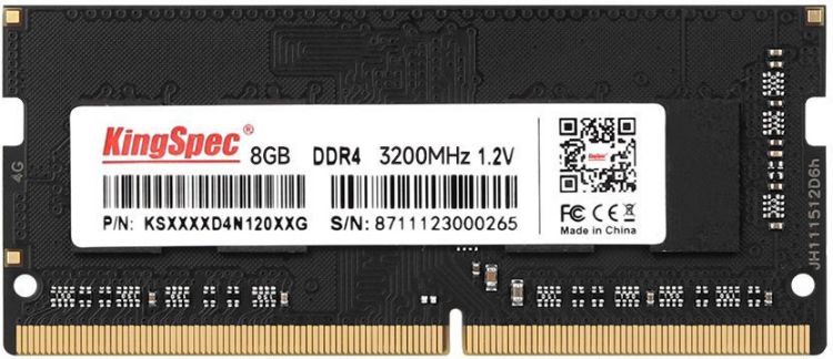 Модуль памяти SODIMM DDR4 8GB KINGSPEC KS3200D4N12008G 3200MHz PC4-25600 260-pin 1.35В RTL - фото 1