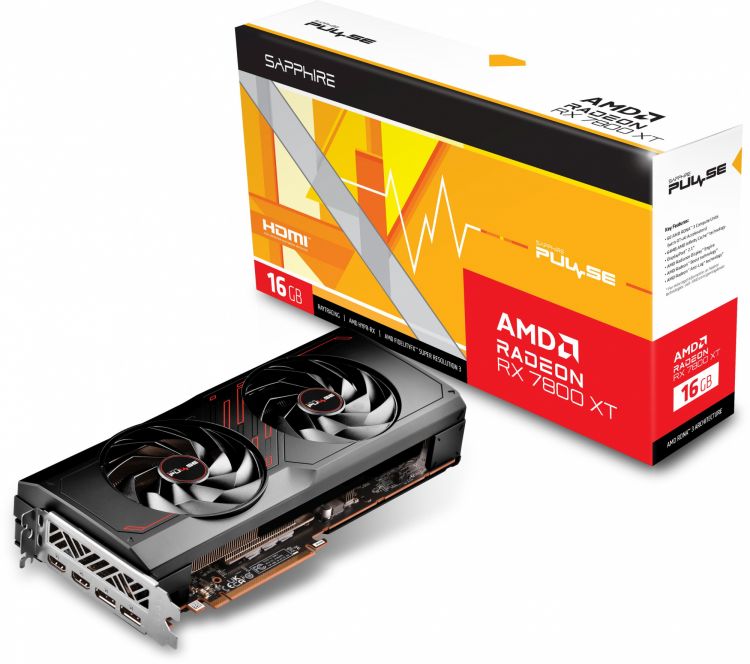 Видеокарта Sapphire Radeon RX 7800 XT PULSE (11330-02-20G) 16GB GDDR6 256bit 1295/19500MHz 5nm 2*HDMI/2*DP RTL