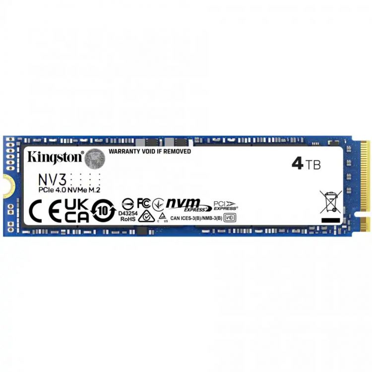 

Накопитель SSD M.2 2280 Kingston SNV3S/4000G NV3, 4TB,6000/5000MB/s, TBW 1280, SNV3S/4000G